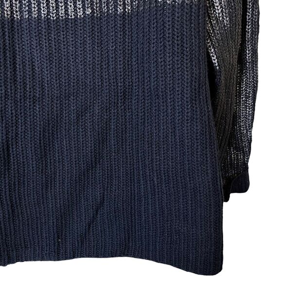 Chicos Womens Cotton Blend Navy Metallic Long Sleeve Chunky Knit Sweater 2 L - Picture 11 of 16
